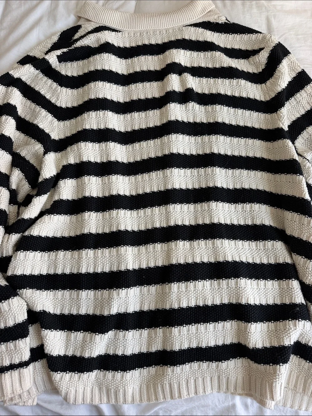 J.Jill Striped Black and Cream Women's Button-Up Sweater - Cardigan 3x